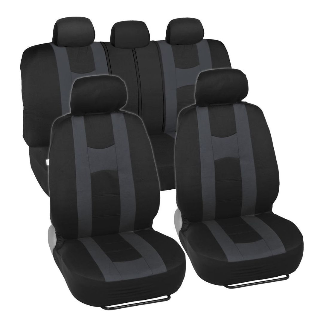 Gray Stripe Black Car Seat Covers Auto Interior For 2005 BMW 330Ci M Mesh Cloth