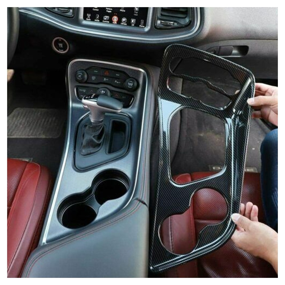 Interior Center Gear Shift Panel Trim Bezel 15+ Carbon Fibe