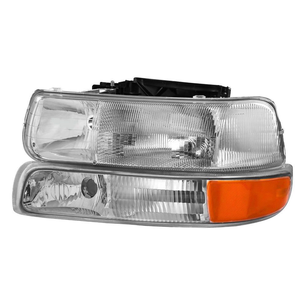 Chrome Headlight Front Lamps LH & For Chevy 99-02 Chevy Silverado 00-06 Suburban