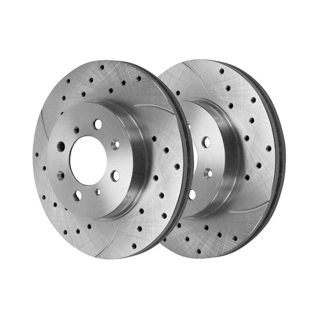 Front Drilled Slotted Brake Rotors Silver 2 For Honda Fit Insight Civic