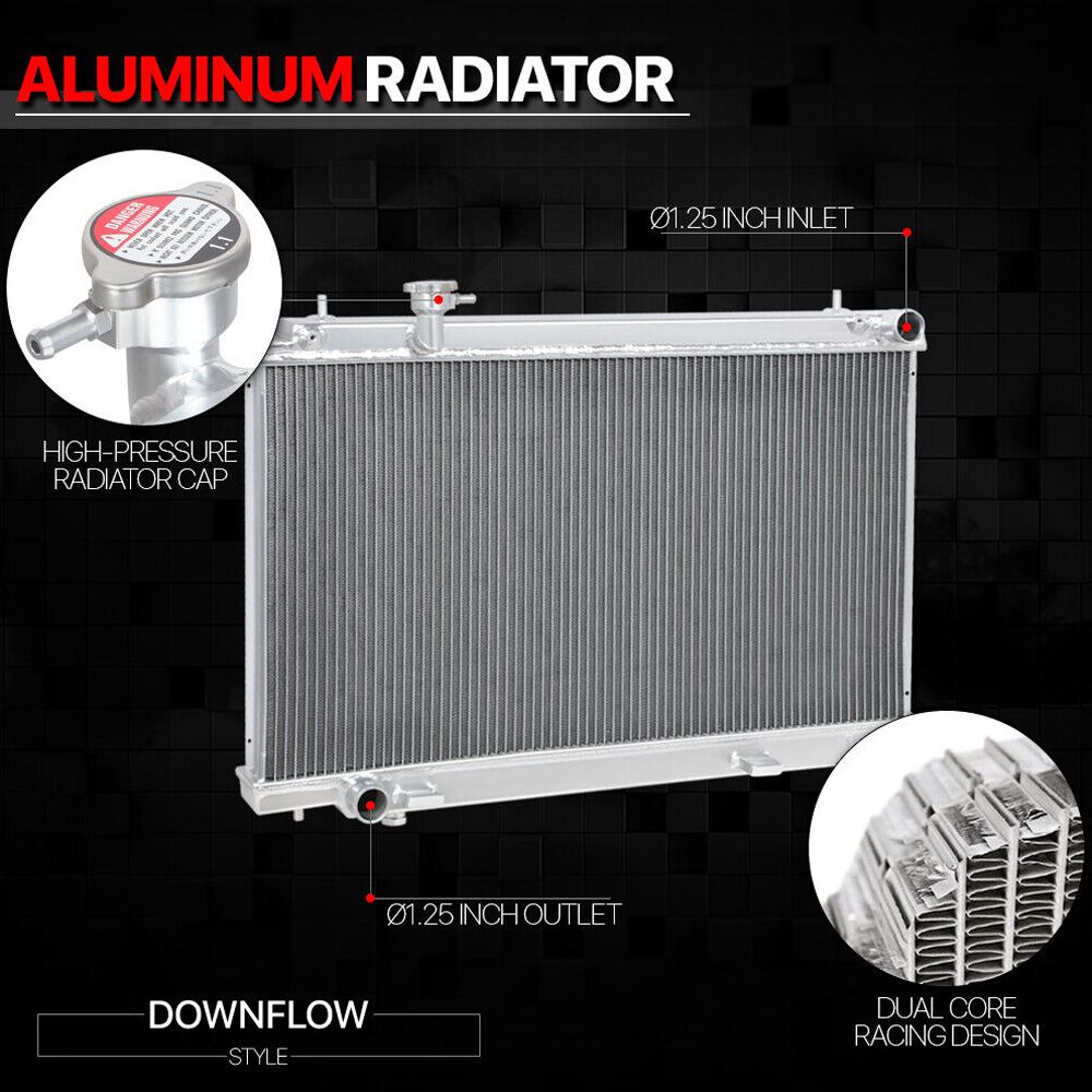 For 03-06 350Z A86536-253GZ053AR Fairlady Z [DUAL ROW CORE] Aluminum Radiator