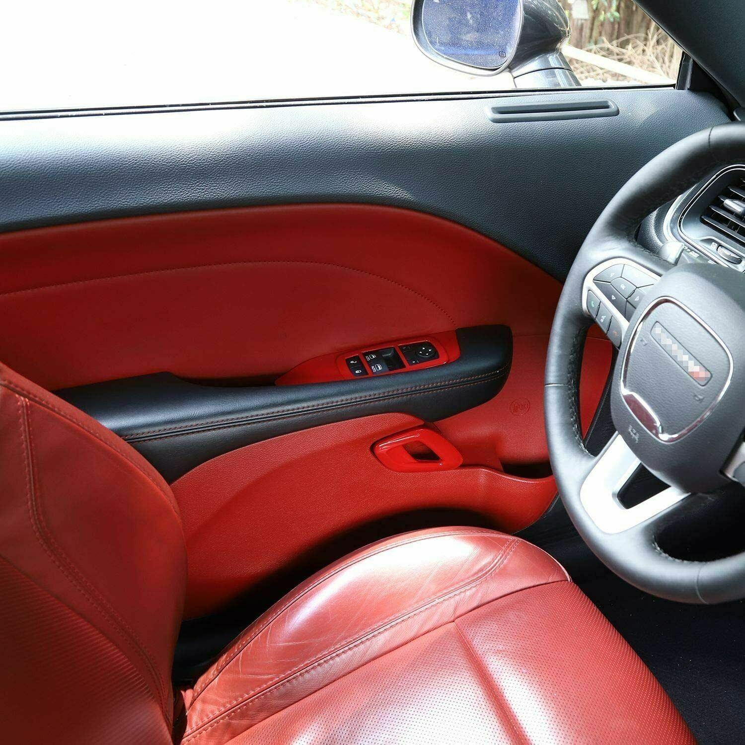 Door Handle & Window Lift Switch Panel Trim Red