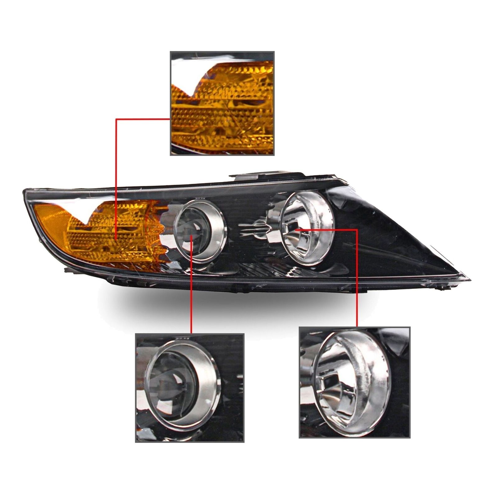 Headlight Assembly For 11-13 Sorento Sport Utility Right Clear Lens W/O Bulb
