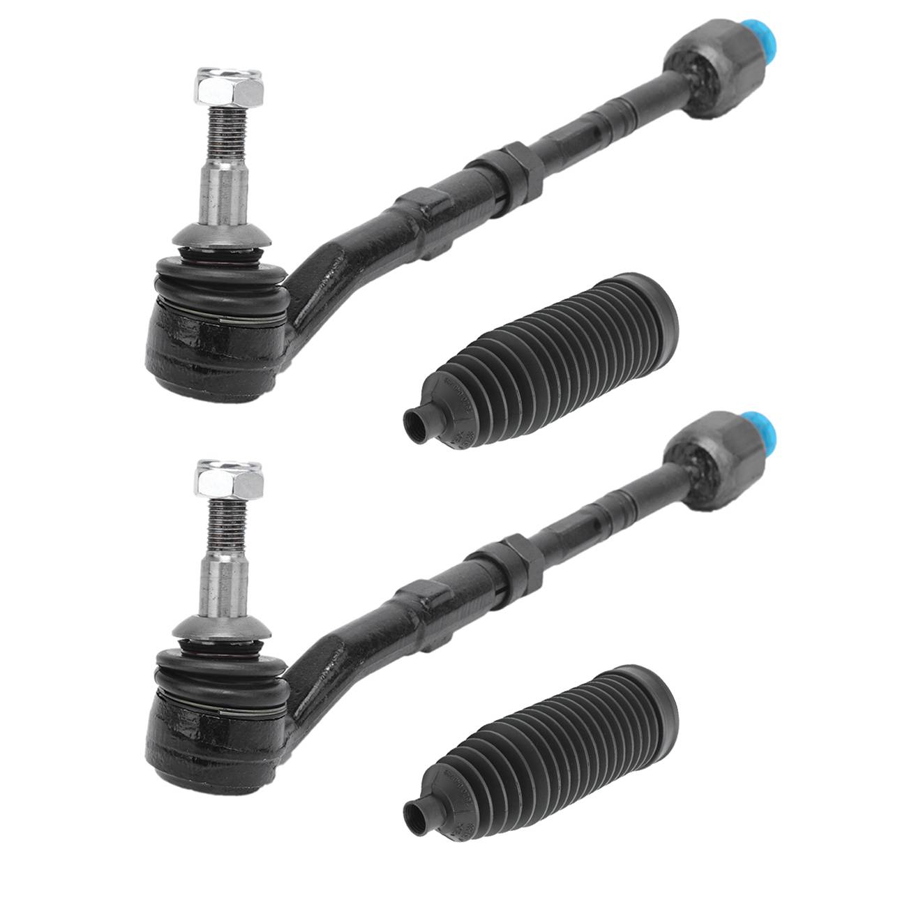 2 Sets Of - Front L & R Inner & Outer Tie Rod W/ Steering Rack Boot Kit For BMW E60