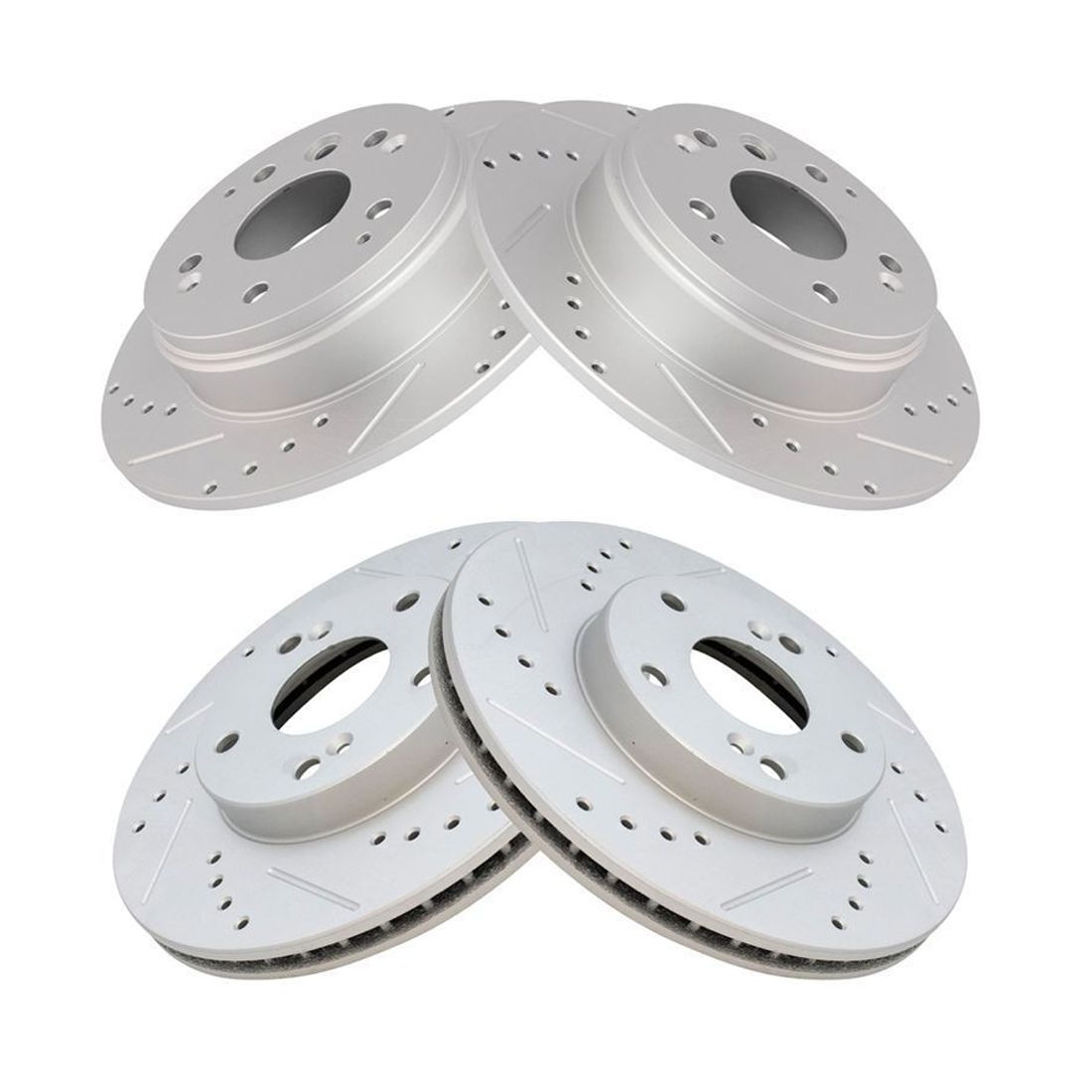 For 03-11 Element Drilled Slotted Front Rear G-Coated Brake Rotor Set