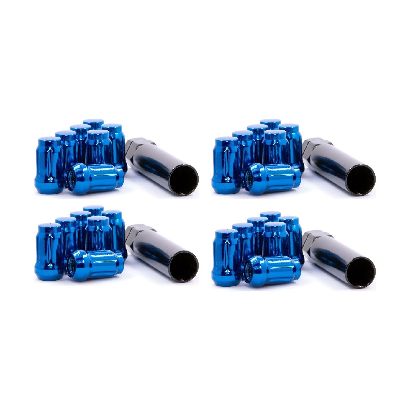 4 Sets Of - BLUE LUG NUTS SPLINE DRIVE 12x1.5 WHEEL NUT +1 KEY TOOL