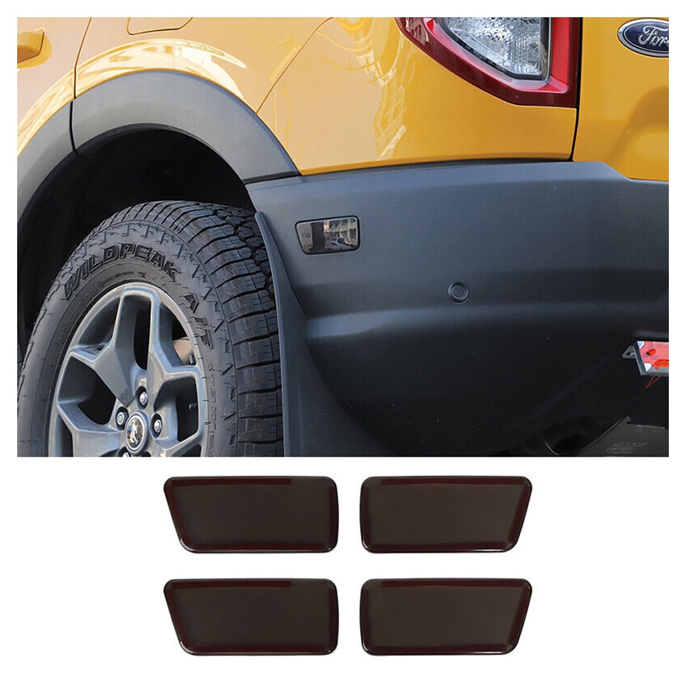 4x Smoked Black Front Rear Side Wheel Eyebrow Light Cover Bronco Sport