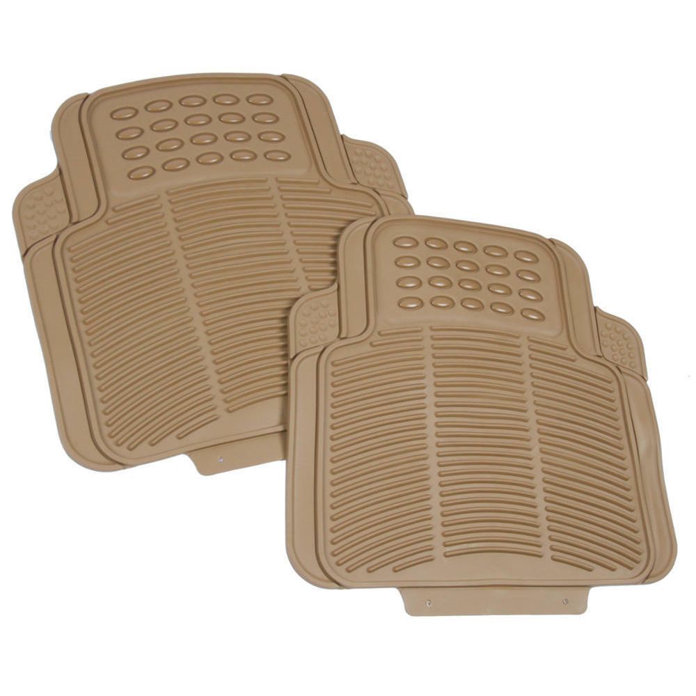 Car Rubber Floor Mats For All Weather Heavy Duty Tech 4pcS Trimmable Beige
