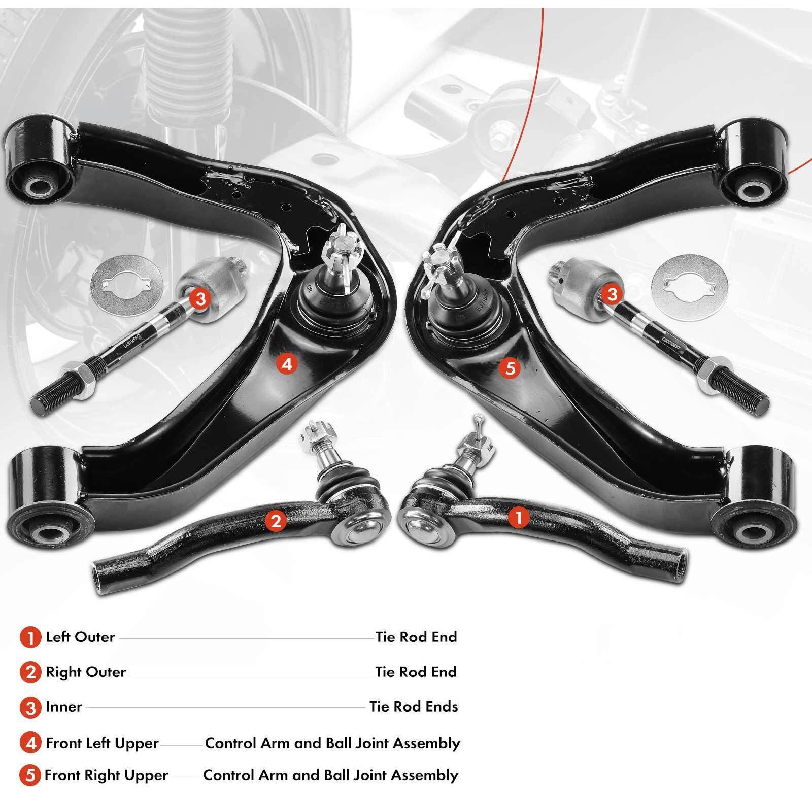 6X Control Arm&Ball Joint Tie Rod End Front For 05-19 Frontier Pathfinder Xterra