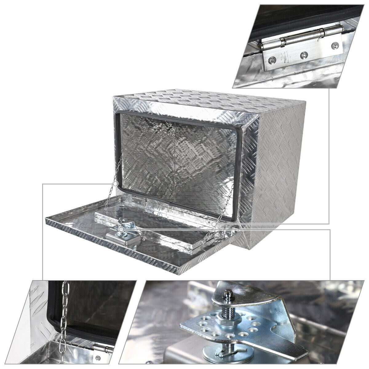 Tool Box 24" Heavy Duty Aluminum Pickup Trailer Underbody Storage+Lock