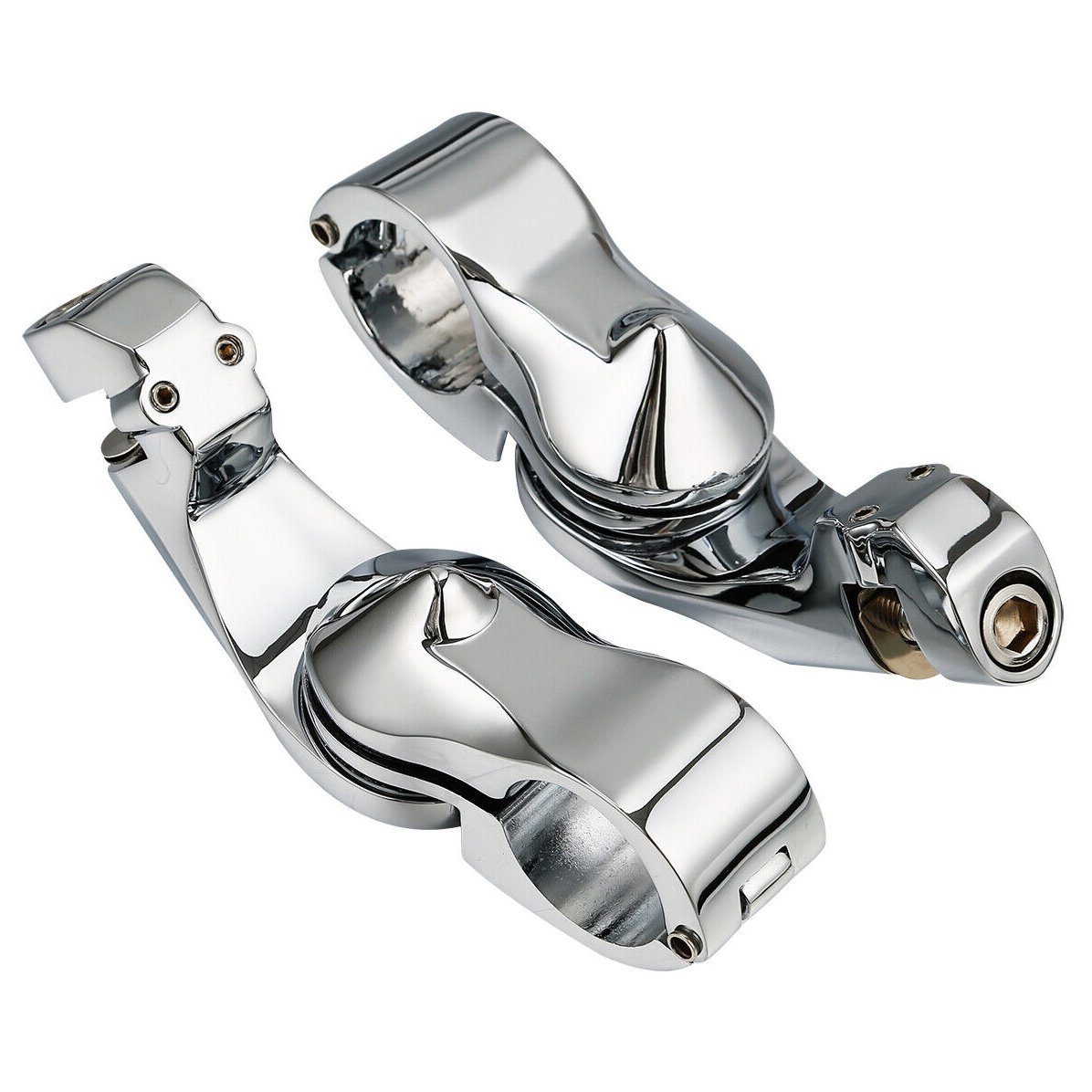 1 1/4" Highway Short Angled Foot Pegs Mount Kit For Harley-Davidson Honda