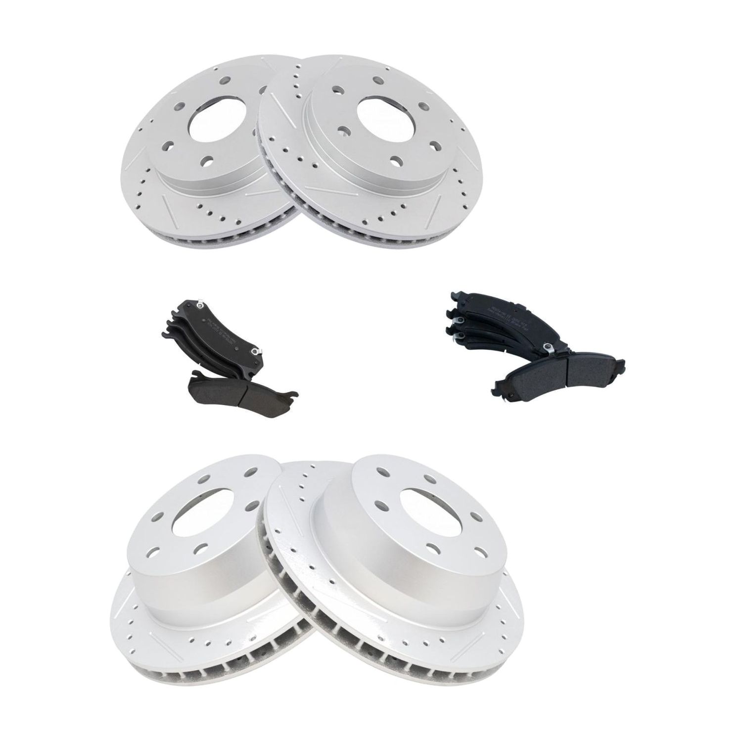 For 2006 Yukon SL Metallic Brake Pad & Drilled Slotted Rotor Front & Rear Kit