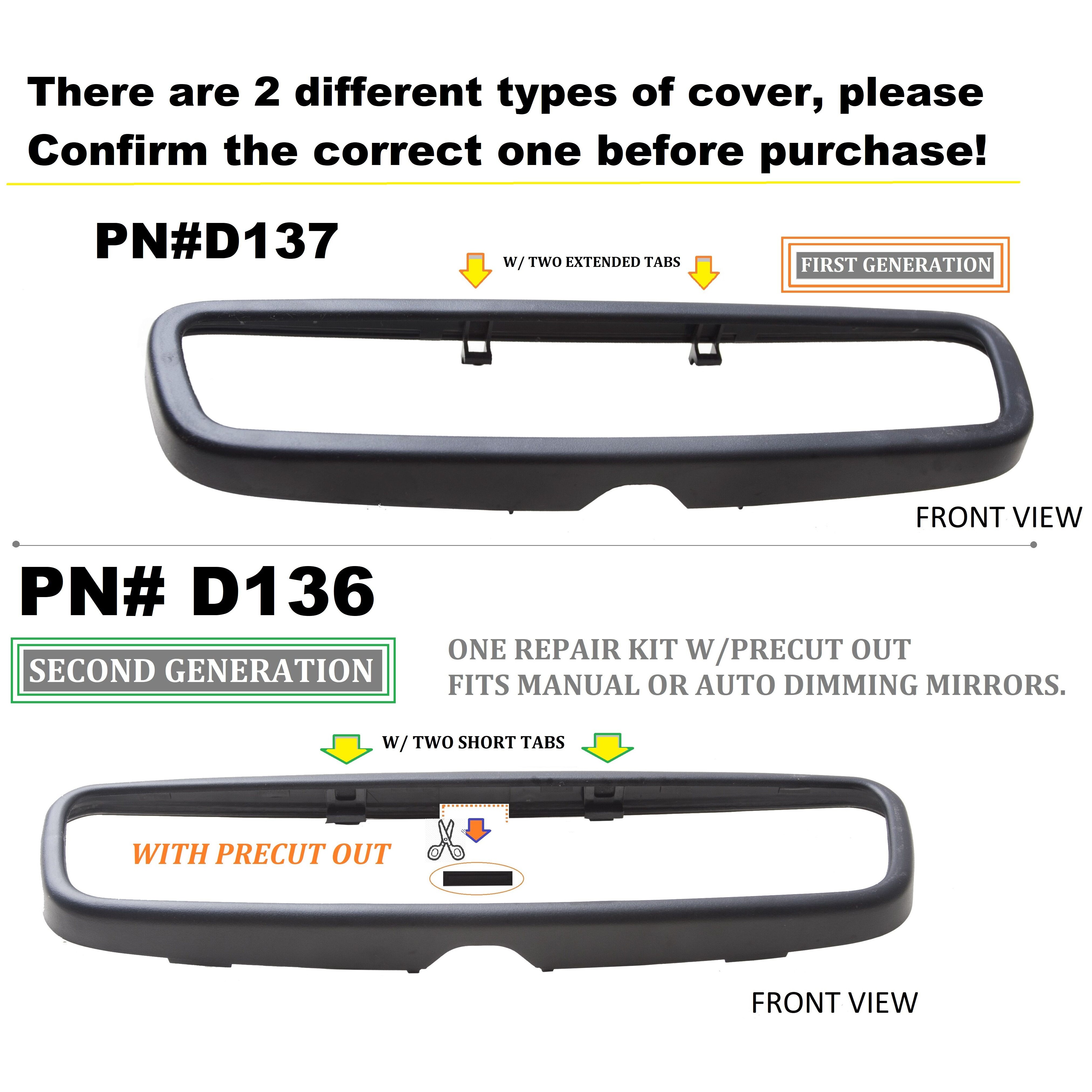 For 91-99 MB S420 S500 CL500 CL600 W140 Gray D137 Rear View Mirror Repair Kit