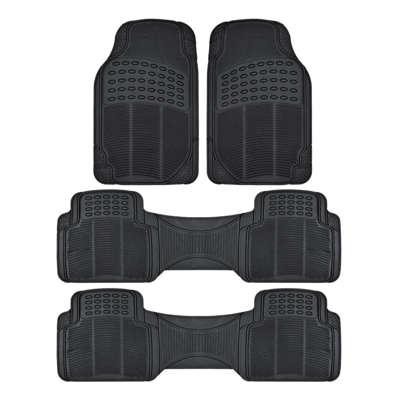 Floor Mats For 02-16 Sedona Mini Passenger Van 3 Row Rubber Full Set Black Semi