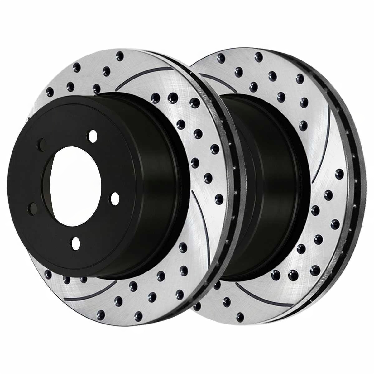 8 PCS - Front & Rear Drilled Slotted Brake Rotors Set For Ford Taurus Explorer