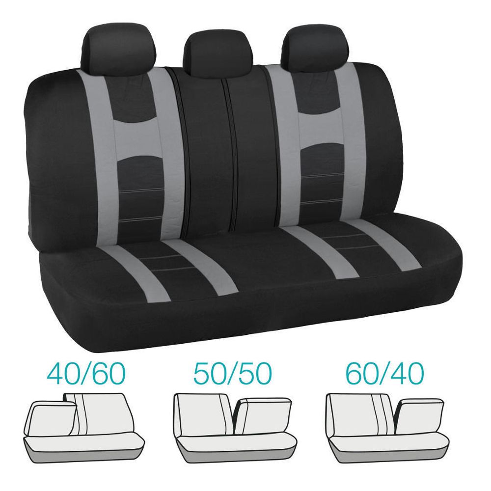 Gray Black Striped Car Seat Covers Auto Interior For 99-00 328i Base Mesh Cloth