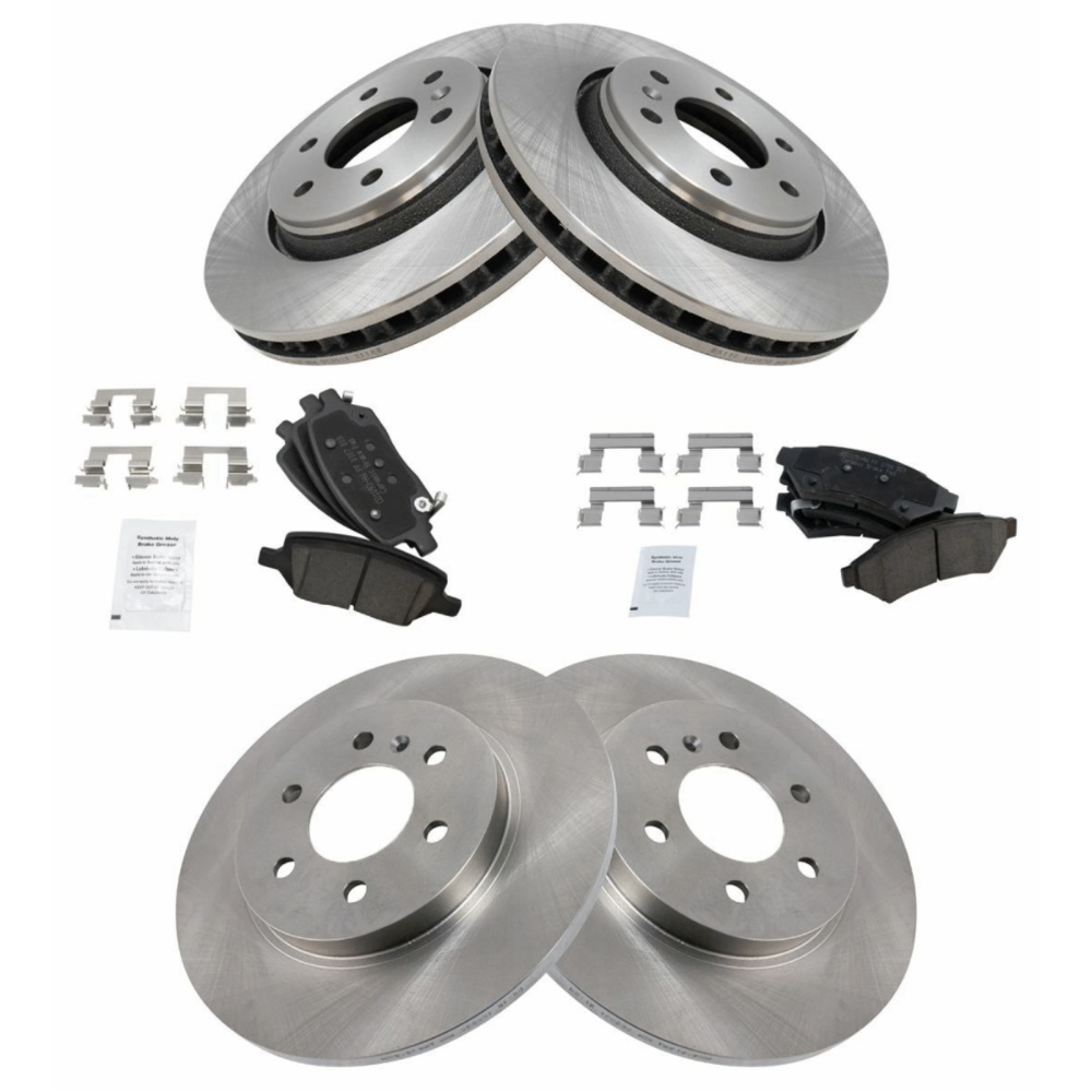 Front & Rear Ceramic Brake Pad & Rotor Kit W/Chemicals For Buick Chevy Saturn