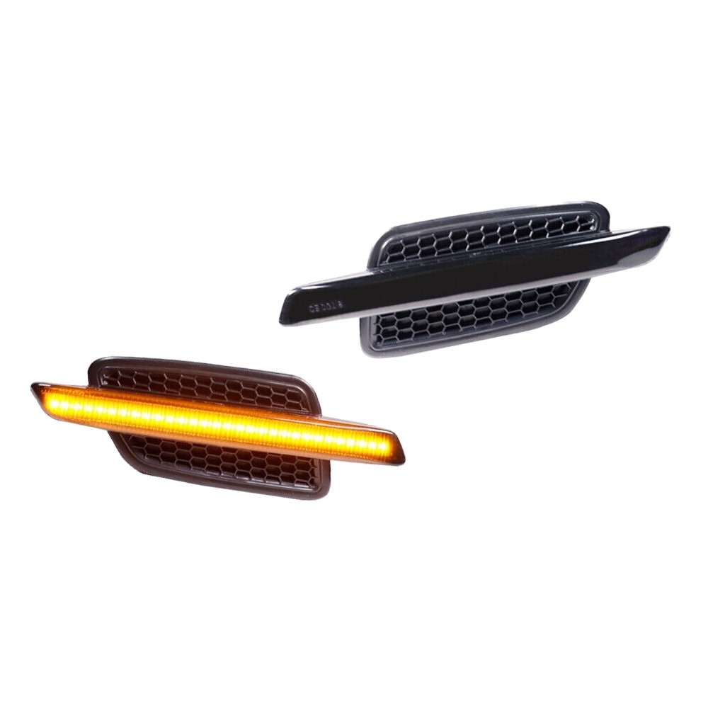 Black Smoke Amber LED Light Bar NEW Fender Side Markers Set