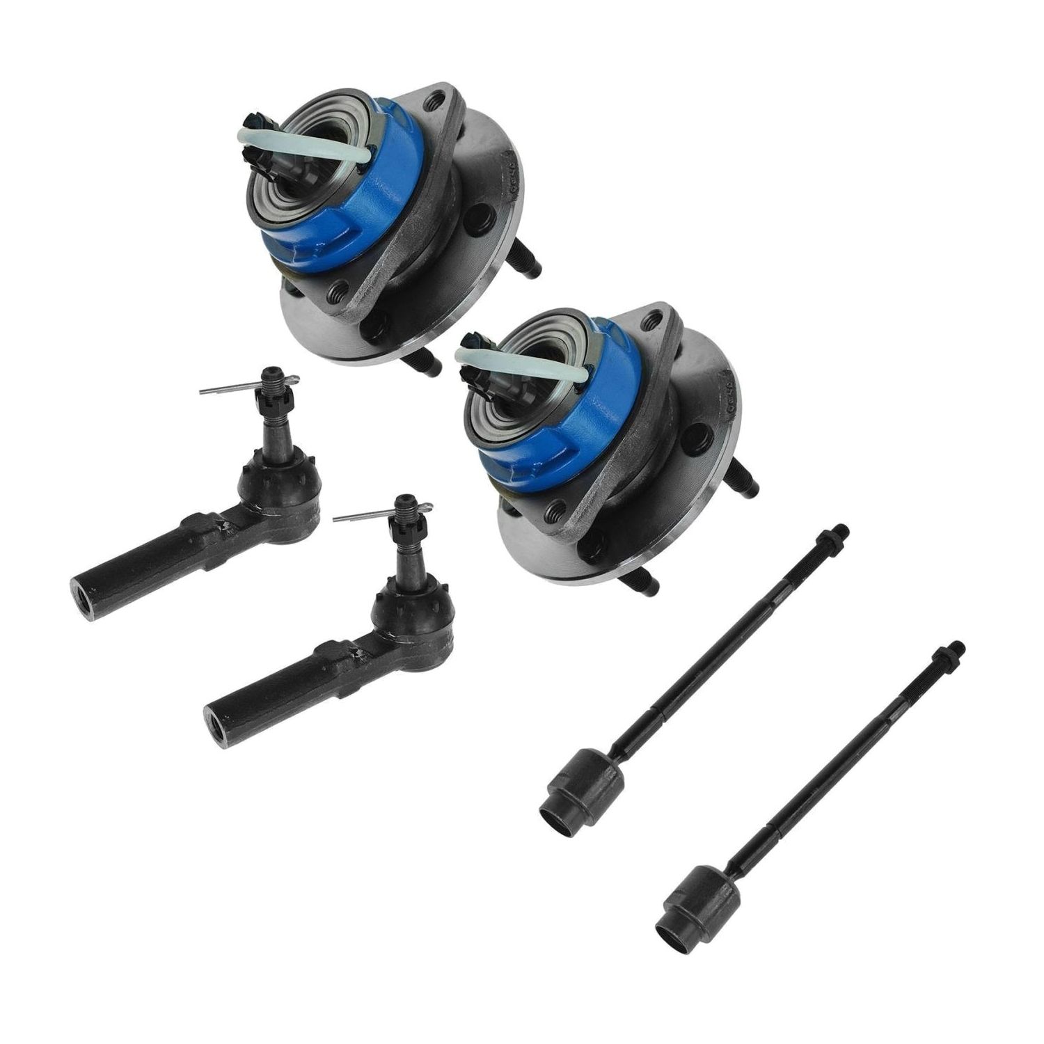 2 Front Wheel Hub And Bearing Assembly W/ ABS 2 Outer And 2 Inner Tie Rod