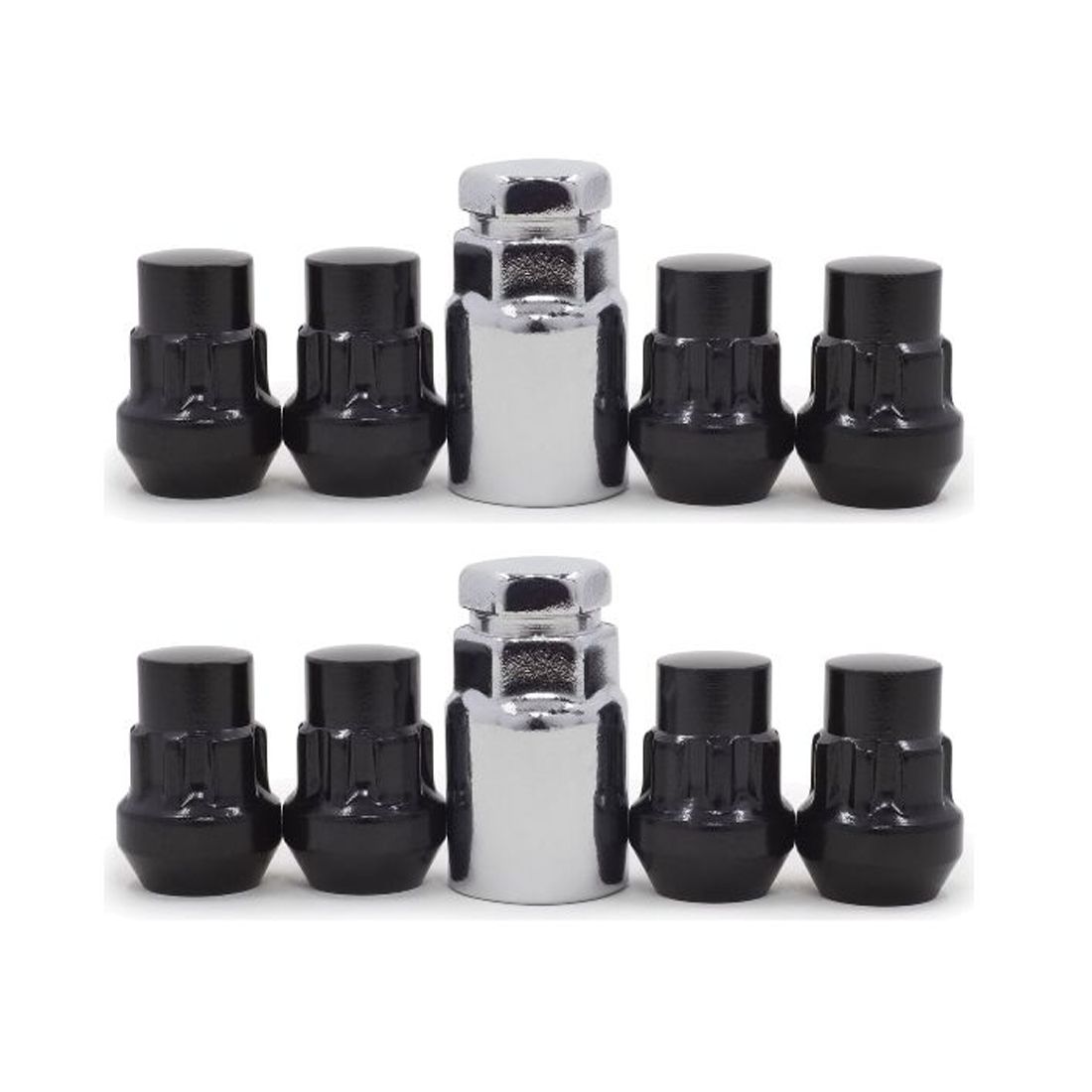 2 Sets Of - Lug Wheel Lock Nuts 7/16-20 Black Bulge Acorn Locking Chevrolet Buick