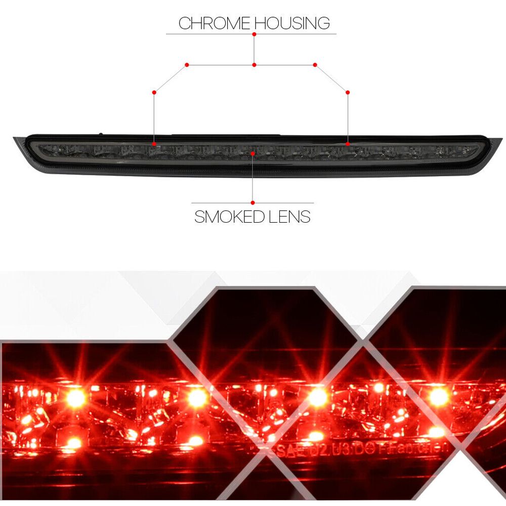 Fits 2007-2014 Tahoe/Yukon[Chrome/Smoke]Full LED Third 3rd Brake Light Tail Lamp