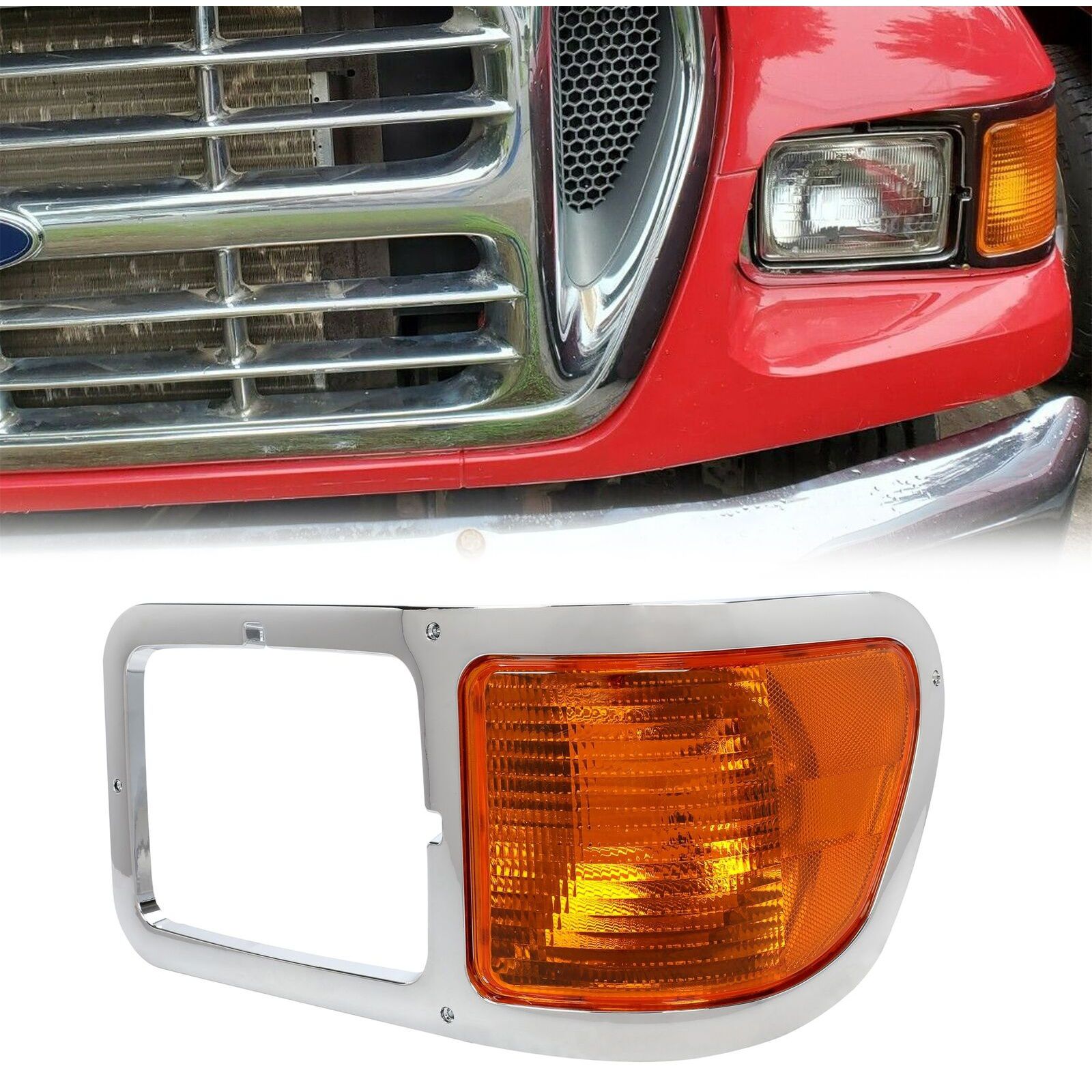 Left Headlight Bezel Trim+Corner Signal Light Lens For Ford 00-15 F650 00-15