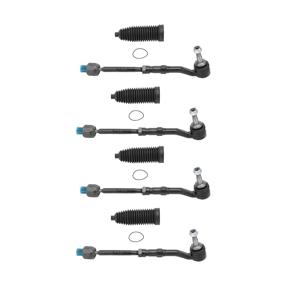 2 Sets Of - Front L & R Inner & Outer Tie Rod W/ Steering Rack Boot Kit For BMW E60