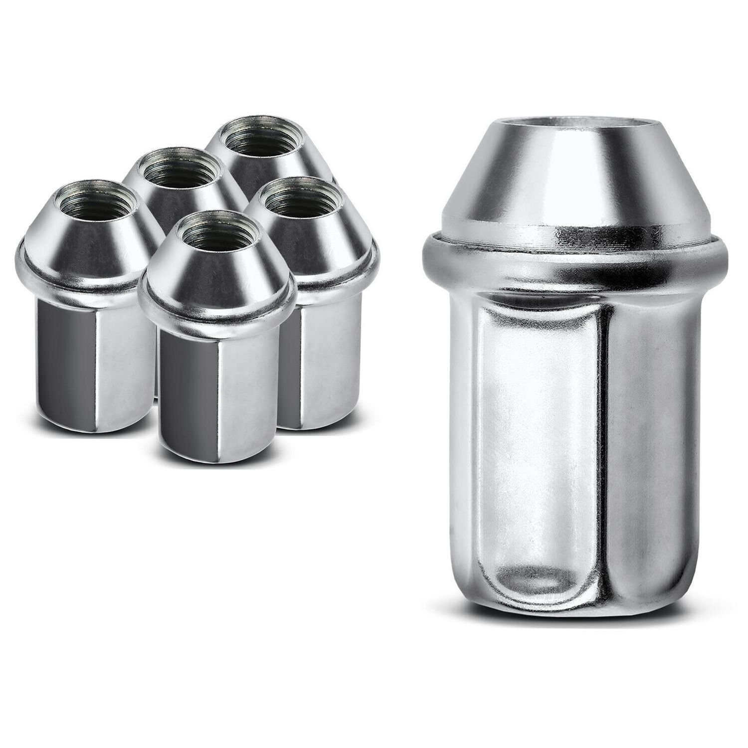 24 PCS - 6xM14-1.5 Chrome Stainless Wheel Lug Nut For Chevy Silverado GMC Sierra