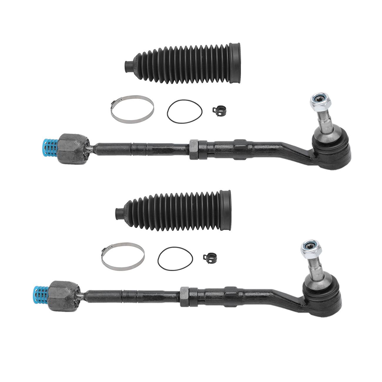 2 Sets Of - Front L & R Inner & Outer Tie Rod W/ Steering Rack Boot Kit For BMW E60