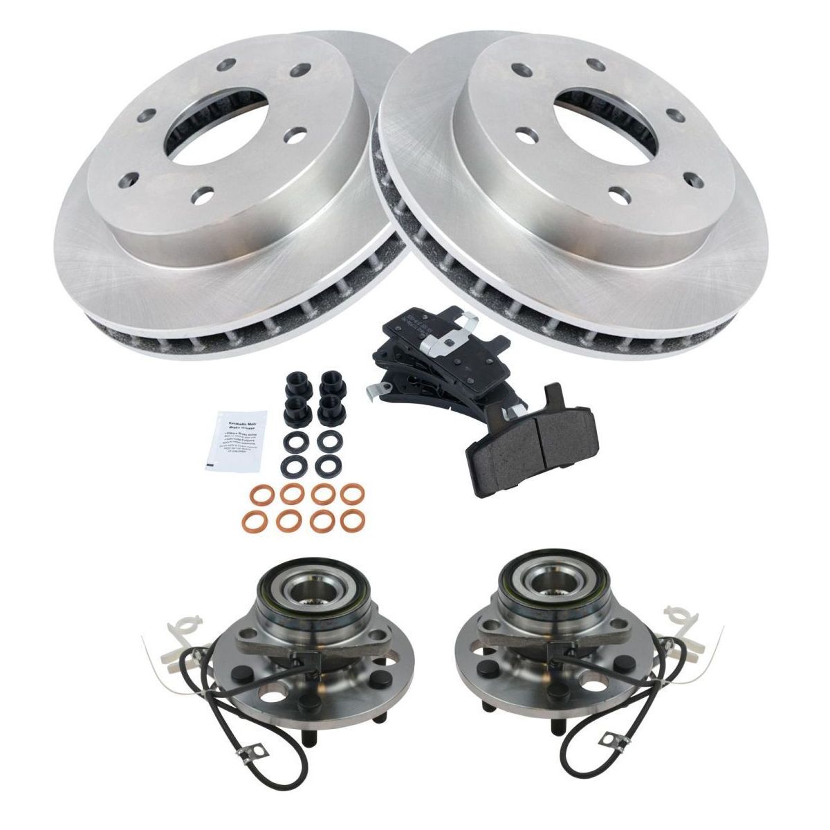 Wheel Hub & Bearing Semi-Metallic Brake Pad Rotor Kit For 1999 Escalade 4WD