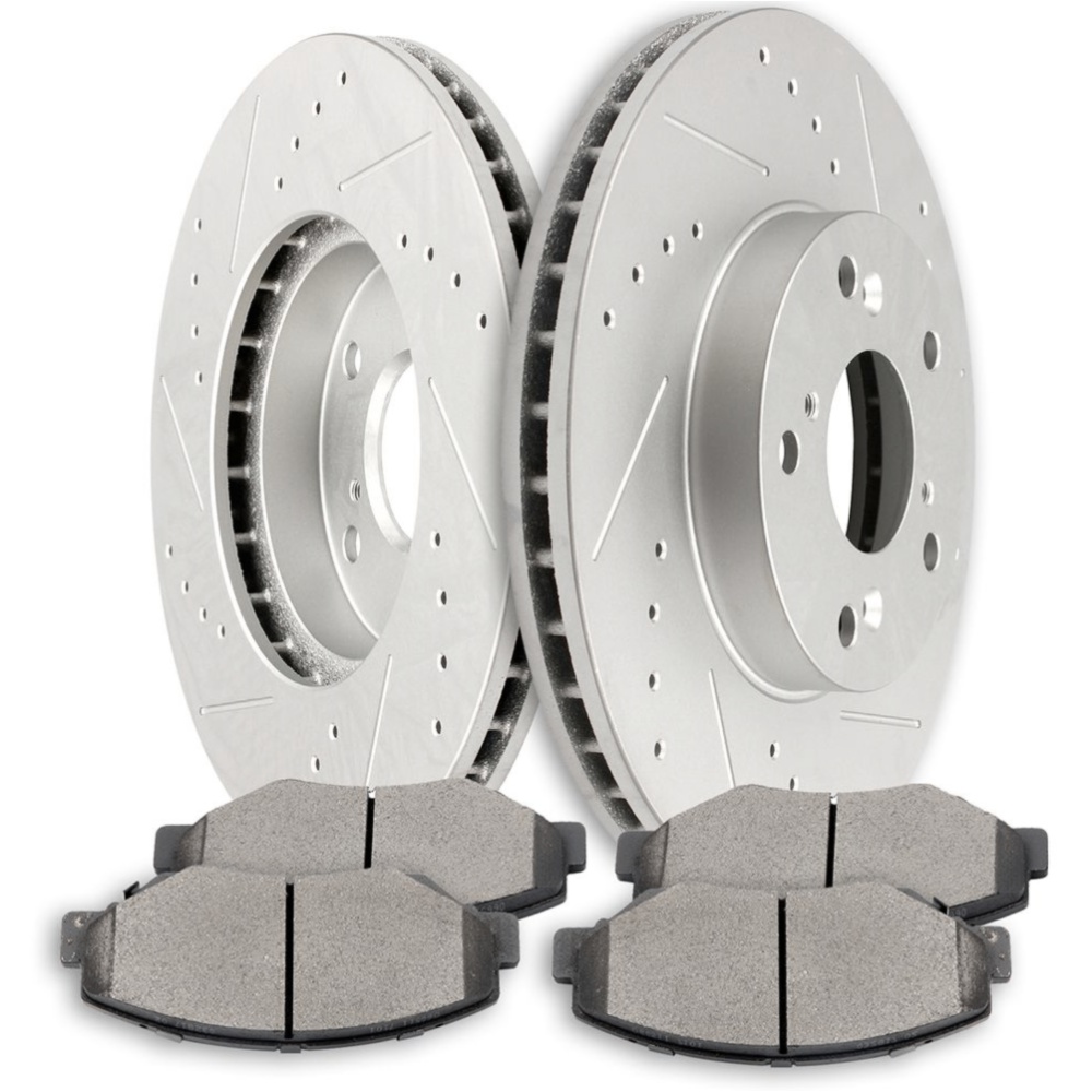 Front Ceramic Brake Pads And Rotors For 2002-2004 CR-V EX LX Drilled+Slotted