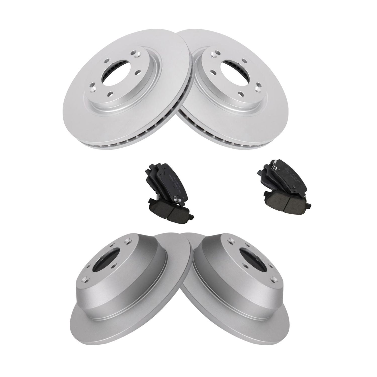 For 10-12 Santa Fe Front & Rear Premium Ceramic Brake Pad & Coated Rotor Kit