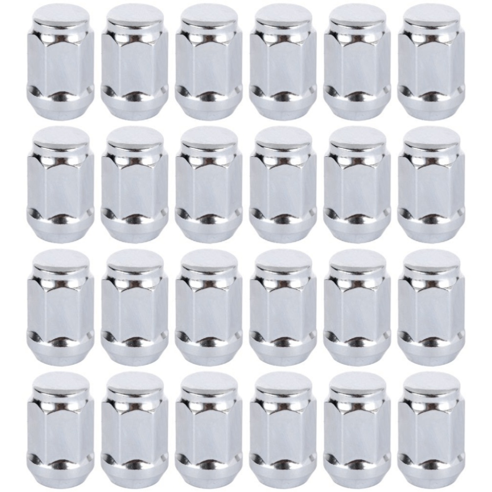24-pcs 14x1.5 Chrome Closed Bulge Acorn Lug Nuts 1.395'' Tall For Chevy GMC