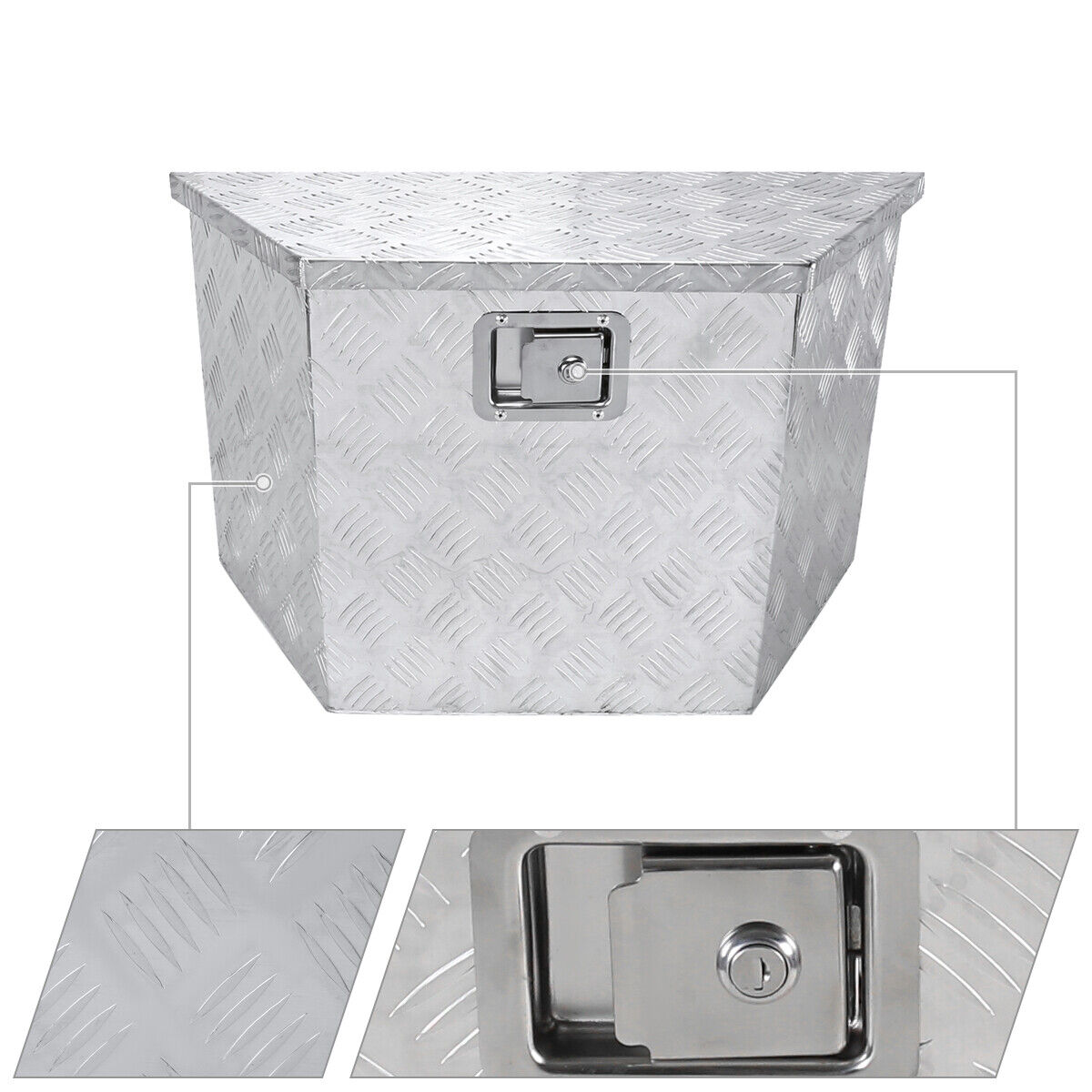 Tool Box 28"/15" Heavy Duty Aluminum Truck Pickup Trailer Storage+Lock+Keys