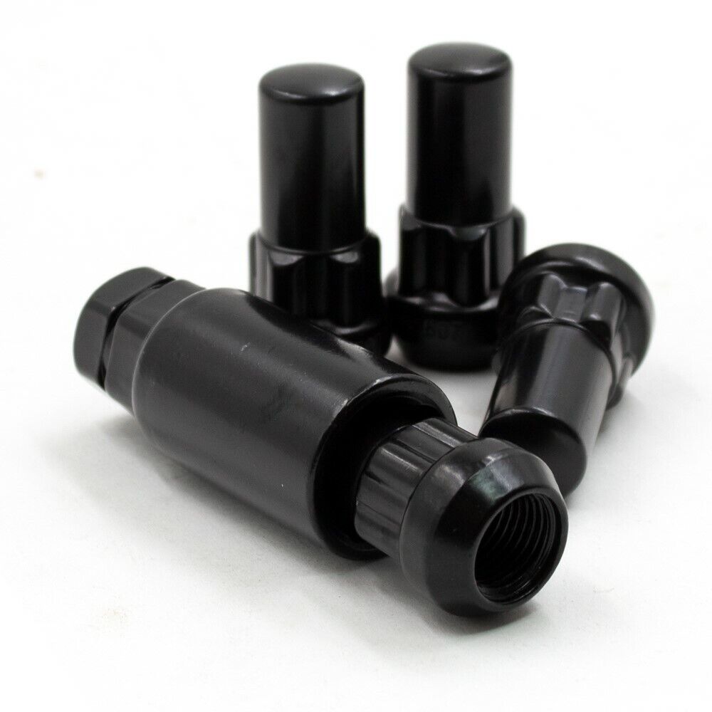 8 PCS - Lug Wheel Lock Nuts 14x2 Black Bulge Acorn 1.9" Locking Lugs Set With Key