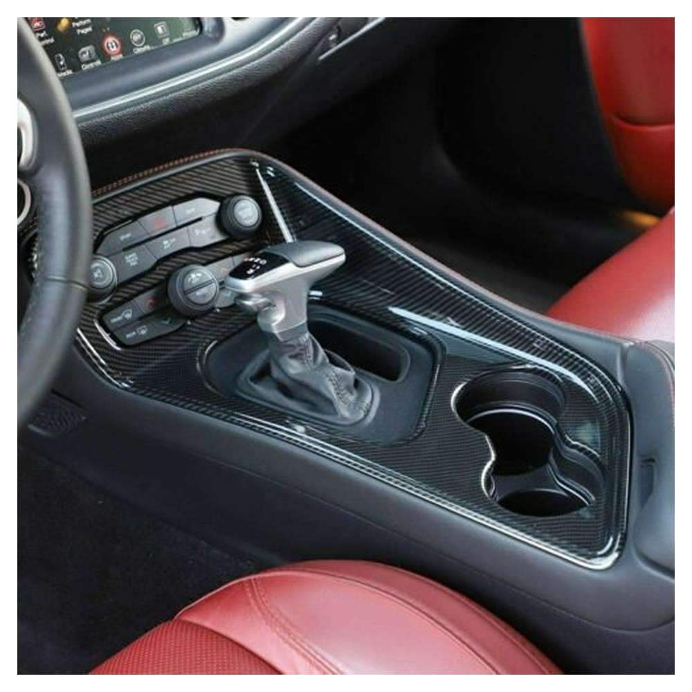 Interior Center Gear Shift Panel Trim Bezel 15+ Carbon Fibe