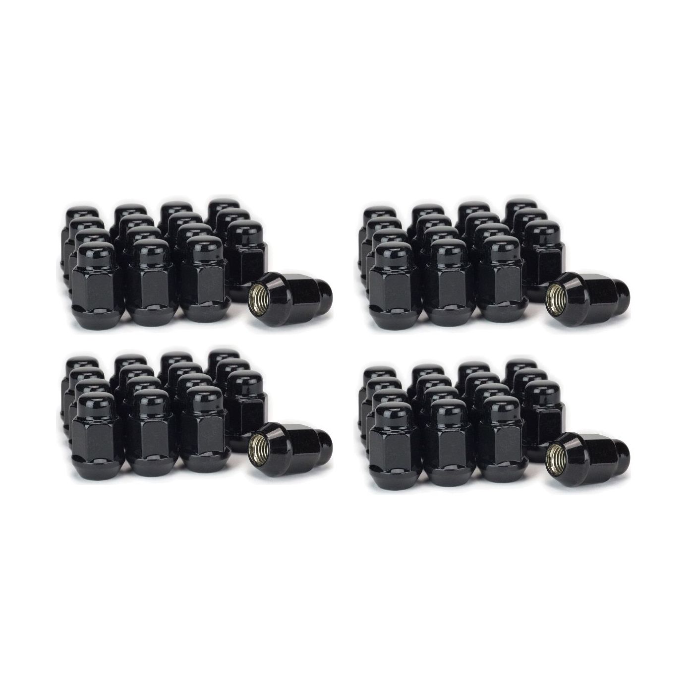 4 Sets Of - Black Bulge Acorn Lug Nuts 1/2" Wheel Nut 3/4 Hex 1/2-20
