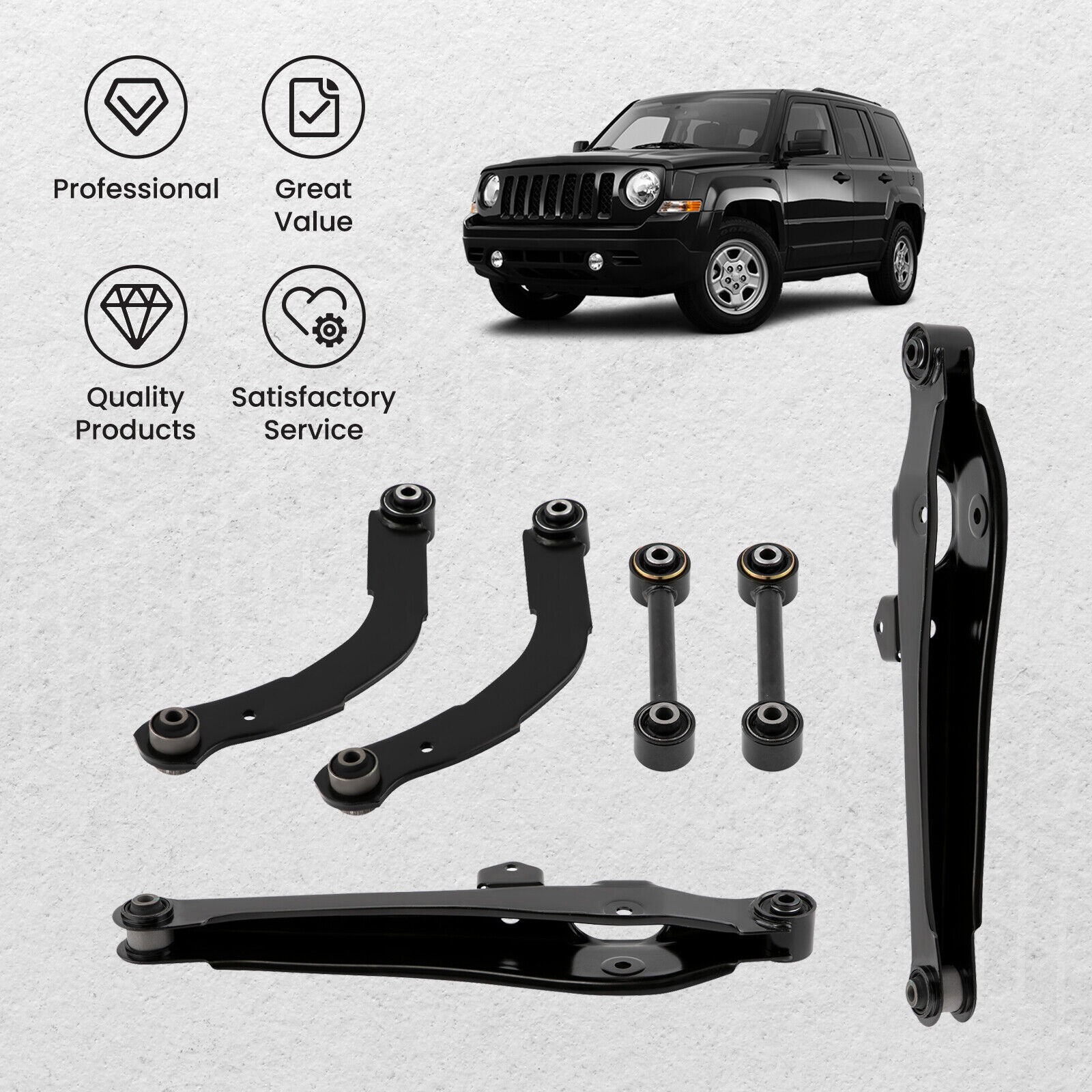 6pcs Rear Upper Lower Control Arms Lateral Toe Arms For Jeep Patriot 2007-2017
