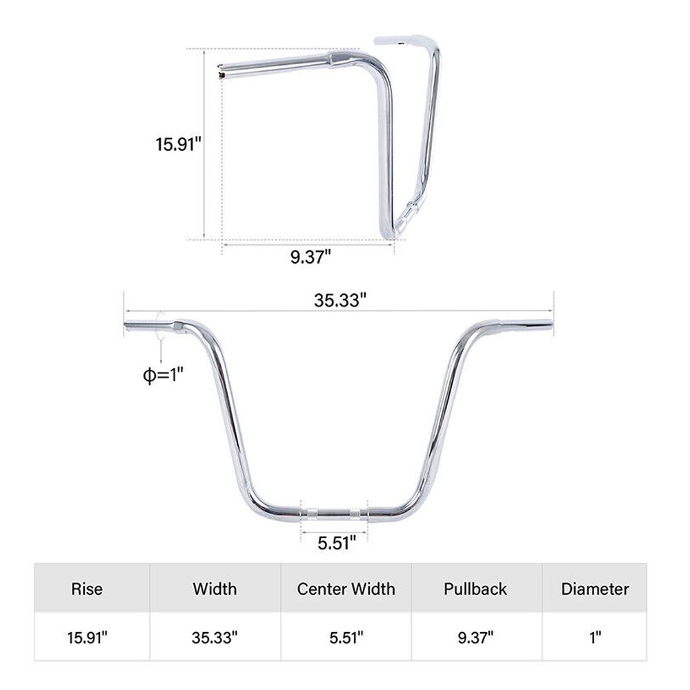 16" Rise Ape Hanger 1-1/4" Handlebar For 18-20 Harley-Davidson Deluxe Flst Fxst