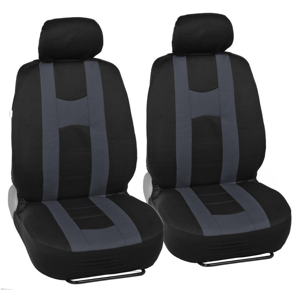 Gray Stripe Black Car Seat Covers Auto Interior For 2005 BMW 330Ci M Mesh Cloth