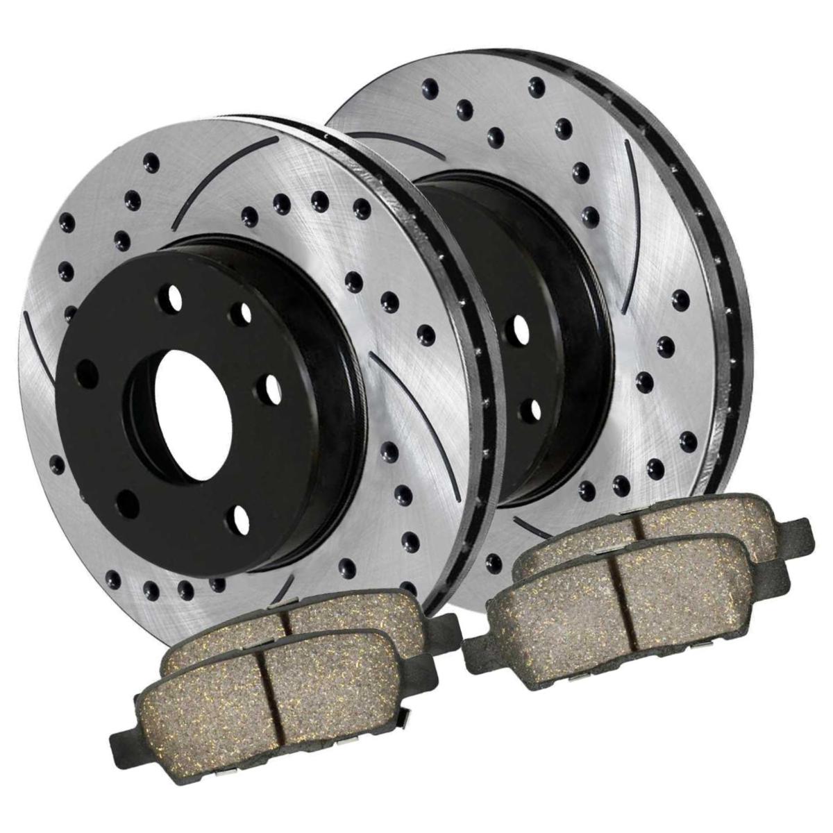 For 2003 2004 2005 Nissan 350Z G35 Rear Drilled Slotted Rotors And Ceramic Pads
