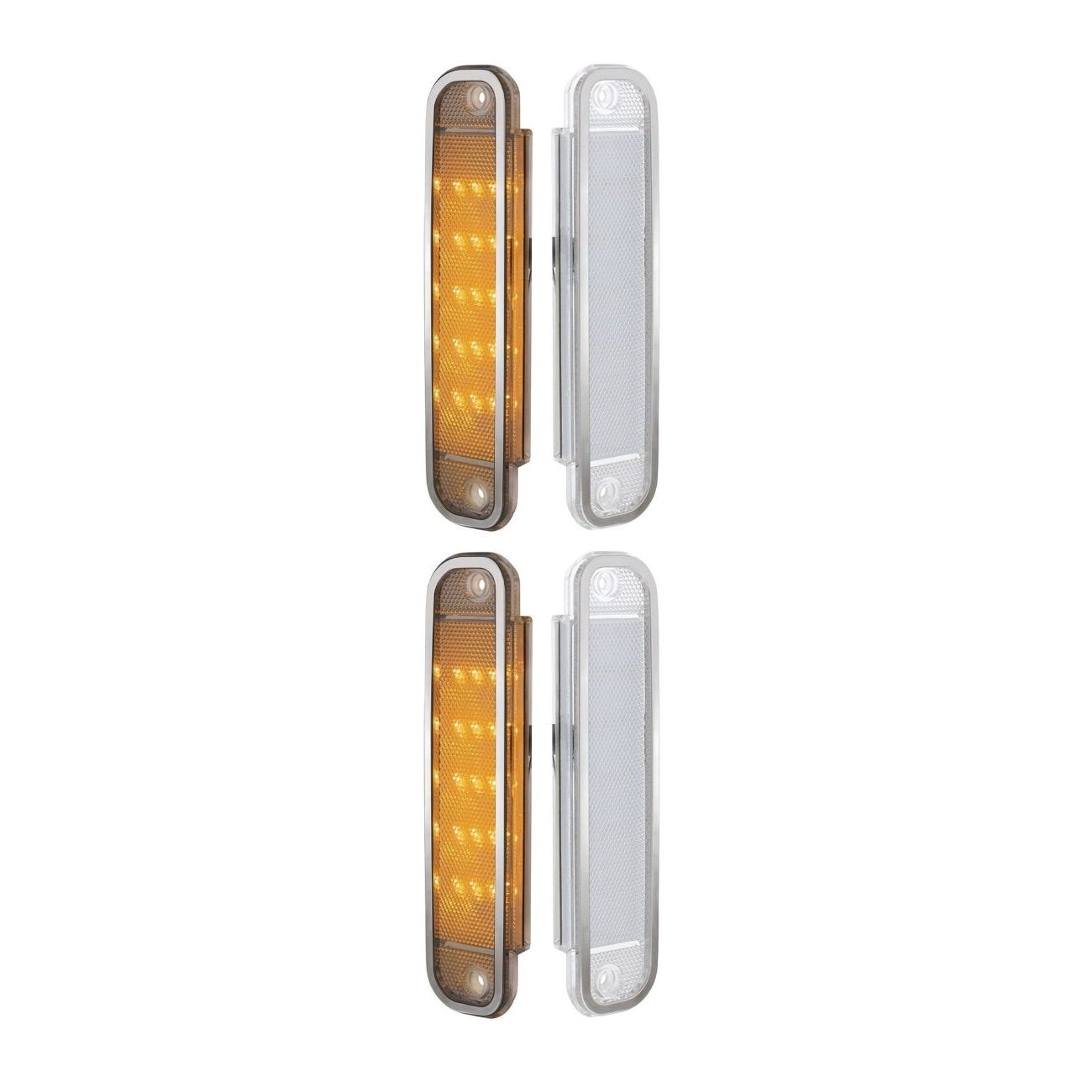 2 Sets Of - Clear Amber LED Side Marker Light Set For Chevrolet GMC Truck