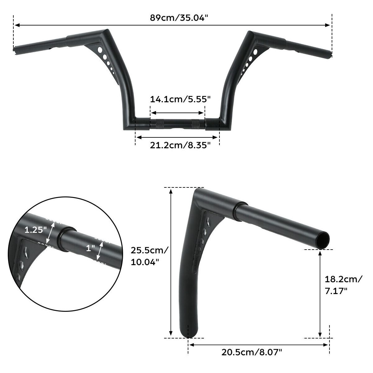1" Fat 10" Rise Handlebar For 1993-2014 Harley-Davidson Heritage Softail 883