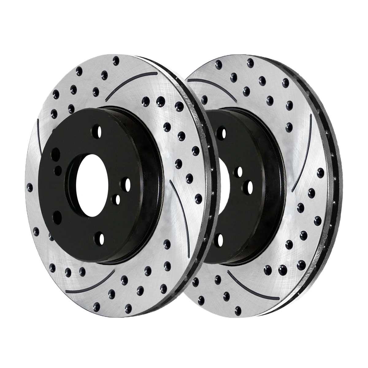 For 2009-2014 Matrix 2009-2019 Corolla Front Drilled Slotted Brake Rotor Pair