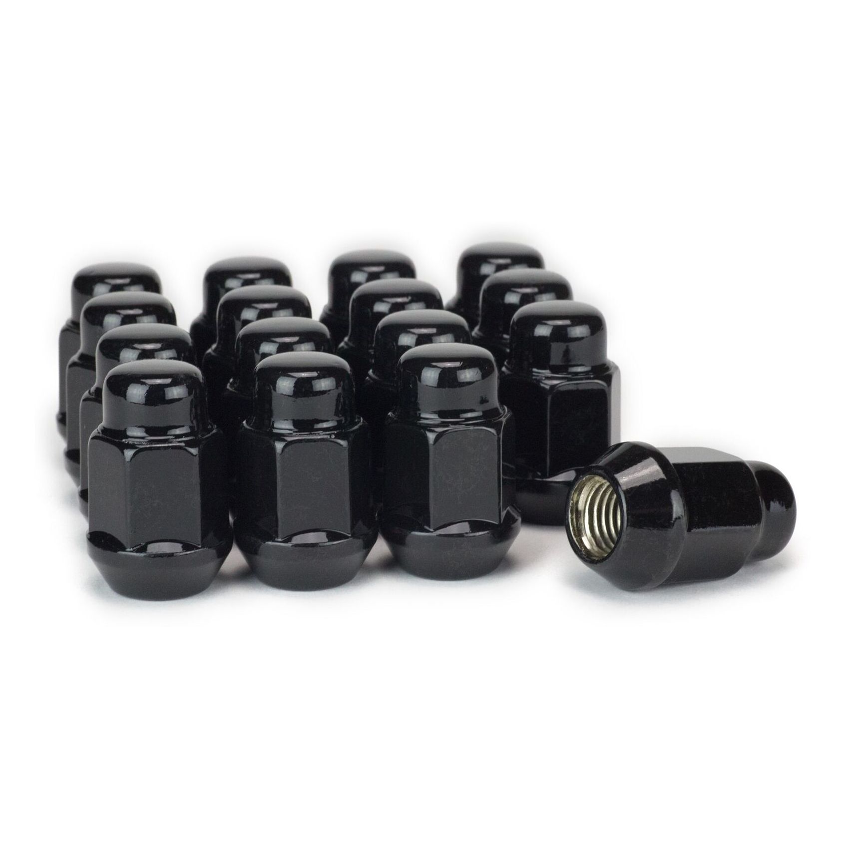 2 Sets Of - Black Bulge Acorn Lug Nuts 1/2" Wheel Nut 3/4 Hex 1/2-20