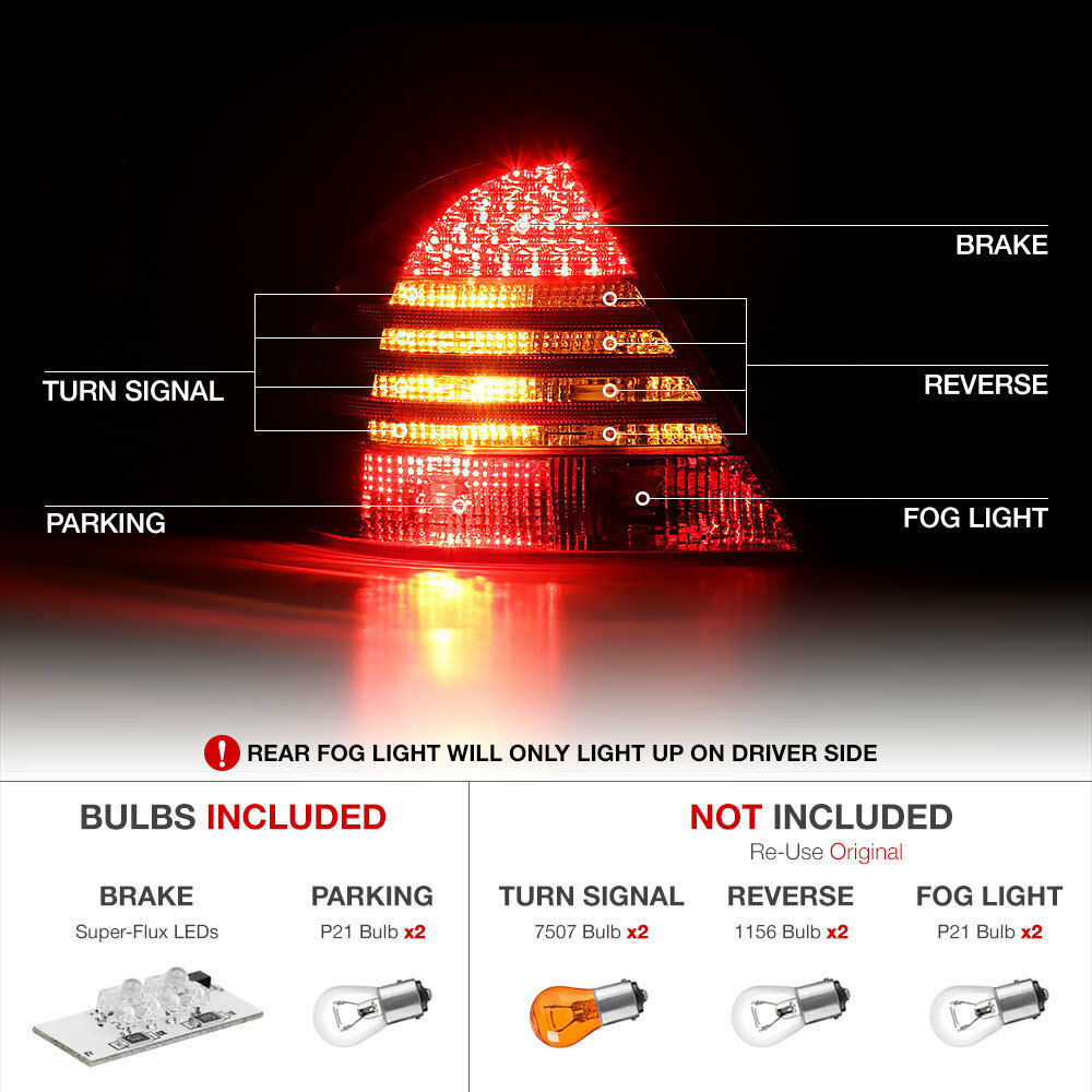 For 2000-2006 Mercedes-Benz W220 LED Brake Tail Light Red