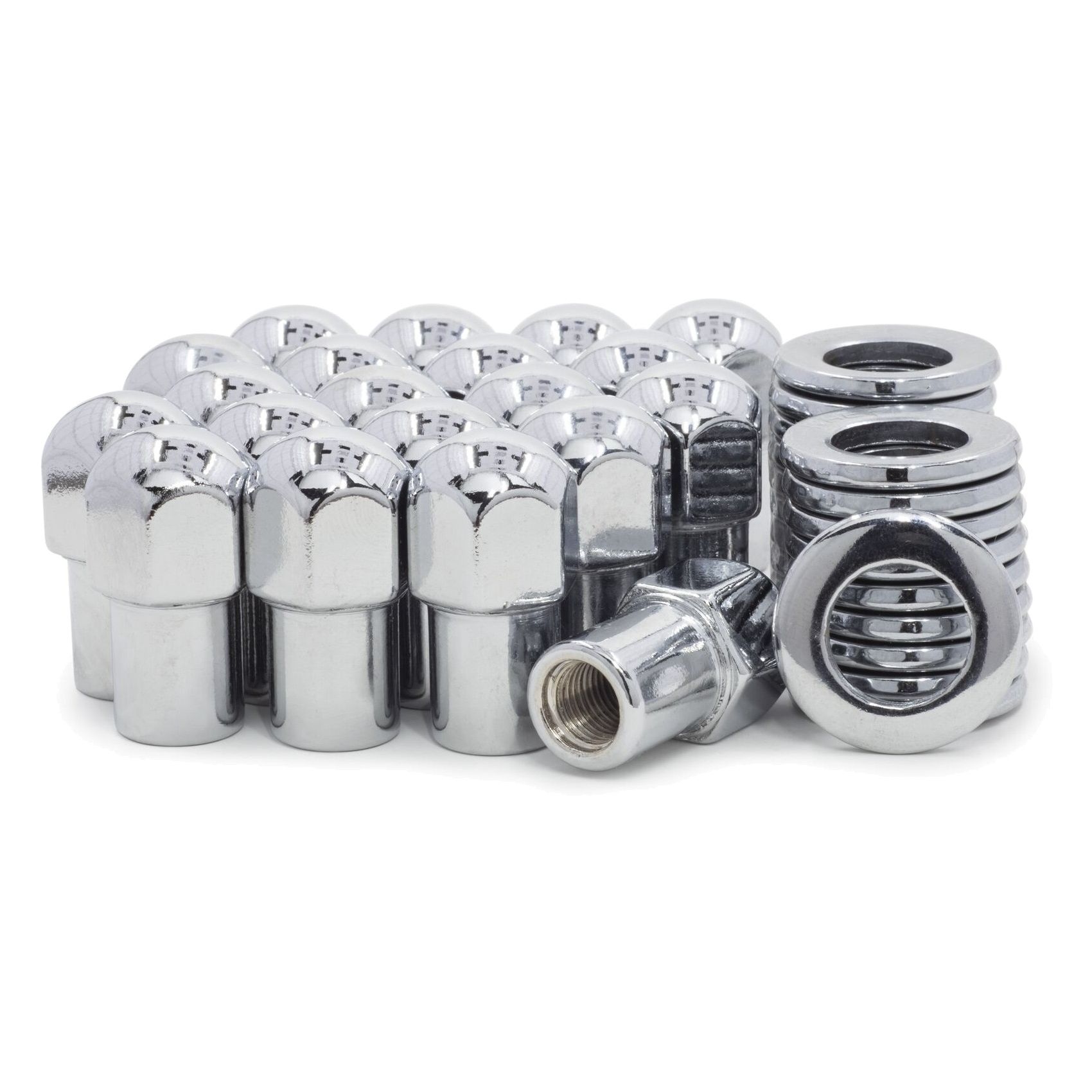 20 Lug Nuts 12x1.5 Chrome Dome Top Mag Nut .75 Shank Cragar Center Washers