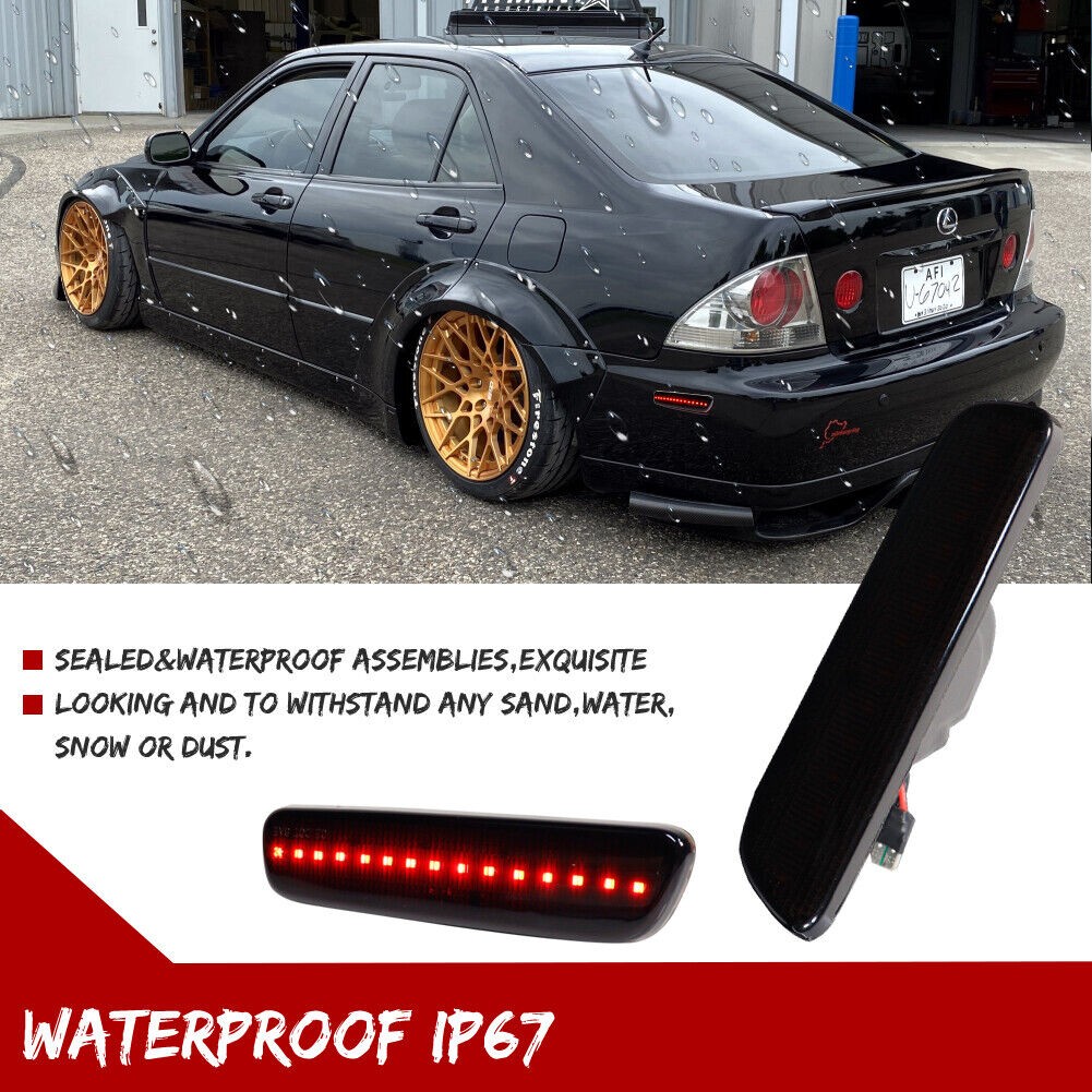 4PCS Smoke Front Amber+ Rear Red LED Side Marker Light
