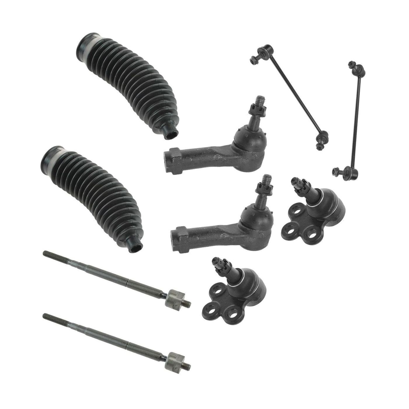 10pc Sway Bar Links Tie Rods Ball Joints Rack Boots Kit For GM SUV Truck
