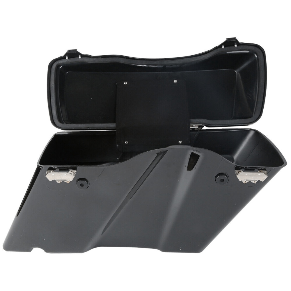 Vivid Black Hard Saddle Bags Latch Keys For Harley-Davidson Conversion Brackets